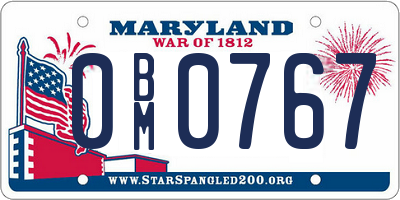 MD license plate 0BM0767