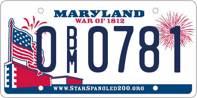 MD license plate 0BM0781