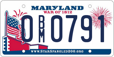 MD license plate 0BM0791