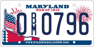 MD license plate 0BM0796
