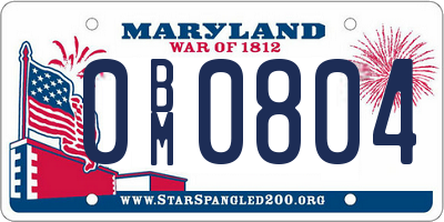 MD license plate 0BM0804