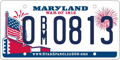 MD license plate 0BM0813