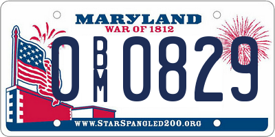 MD license plate 0BM0829