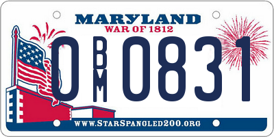 MD license plate 0BM0831