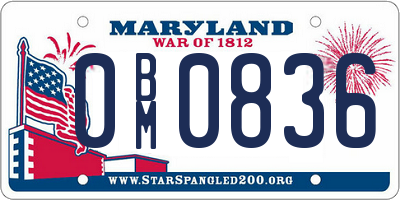 MD license plate 0BM0836