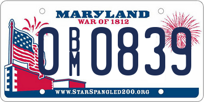 MD license plate 0BM0839