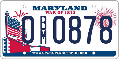 MD license plate 0BM0878