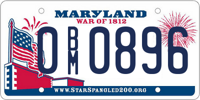 MD license plate 0BM0896