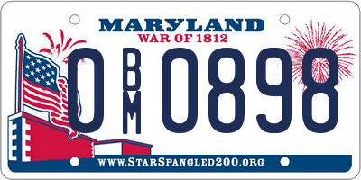 MD license plate 0BM0898