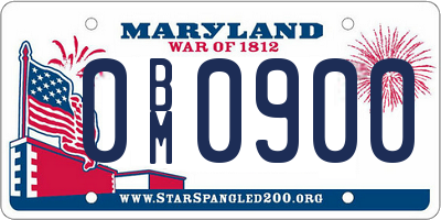 MD license plate 0BM0900