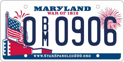 MD license plate 0BM0906