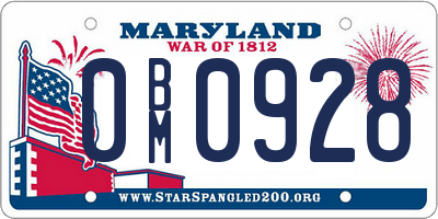 MD license plate 0BM0928