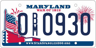 MD license plate 0BM0930