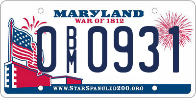 MD license plate 0BM0931