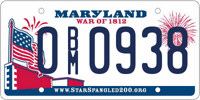 MD license plate 0BM0938