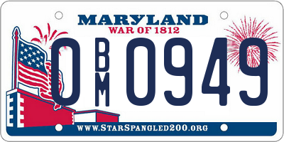 MD license plate 0BM0949