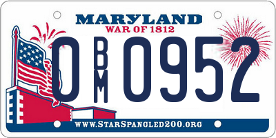 MD license plate 0BM0952