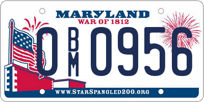 MD license plate 0BM0956