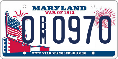 MD license plate 0BM0970