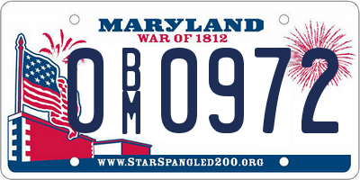 MD license plate 0BM0972
