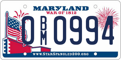 MD license plate 0BM0994