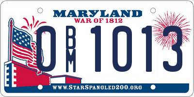 MD license plate 0BM1013