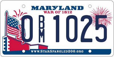 MD license plate 0BM1025