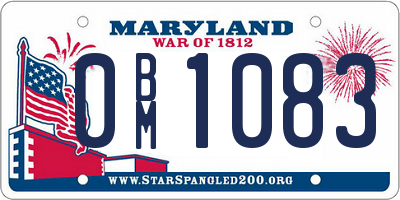 MD license plate 0BM1083