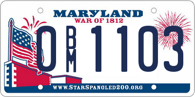 MD license plate 0BM1103