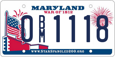 MD license plate 0BM1118