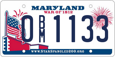 MD license plate 0BM1133