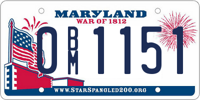 MD license plate 0BM1151