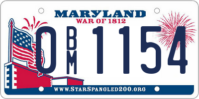 MD license plate 0BM1154