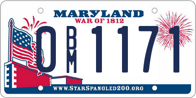 MD license plate 0BM1171