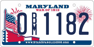 MD license plate 0BM1182