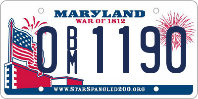 MD license plate 0BM1190