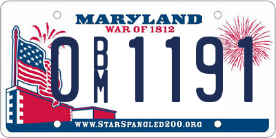 MD license plate 0BM1191