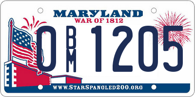 MD license plate 0BM1205