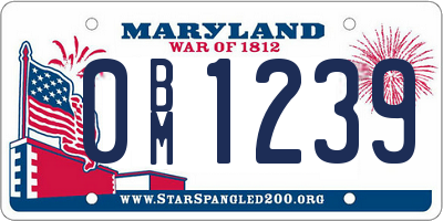 MD license plate 0BM1239