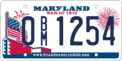 MD license plate 0BM1254