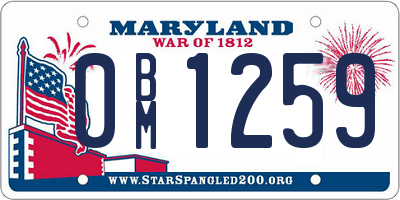 MD license plate 0BM1259