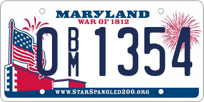 MD license plate 0BM1354