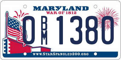 MD license plate 0BM1380