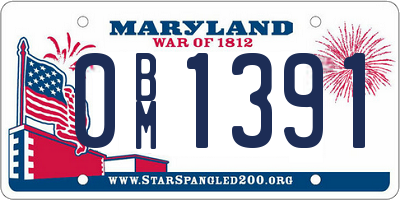 MD license plate 0BM1391