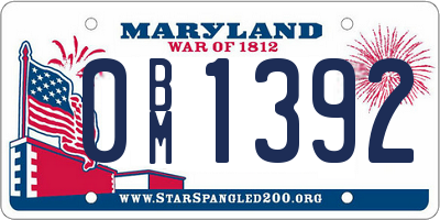 MD license plate 0BM1392