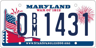 MD license plate 0BM1431