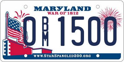 MD license plate 0BM1500