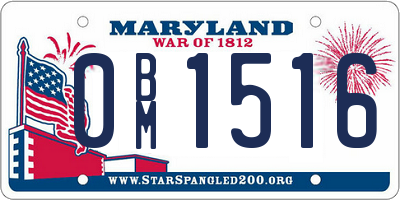 MD license plate 0BM1516