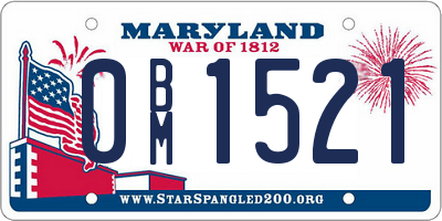 MD license plate 0BM1521