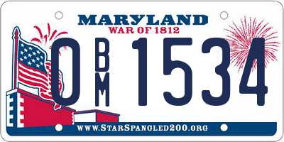 MD license plate 0BM1534